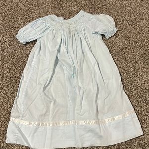 Vintage Strasburg Blue Smocked Baby Gown